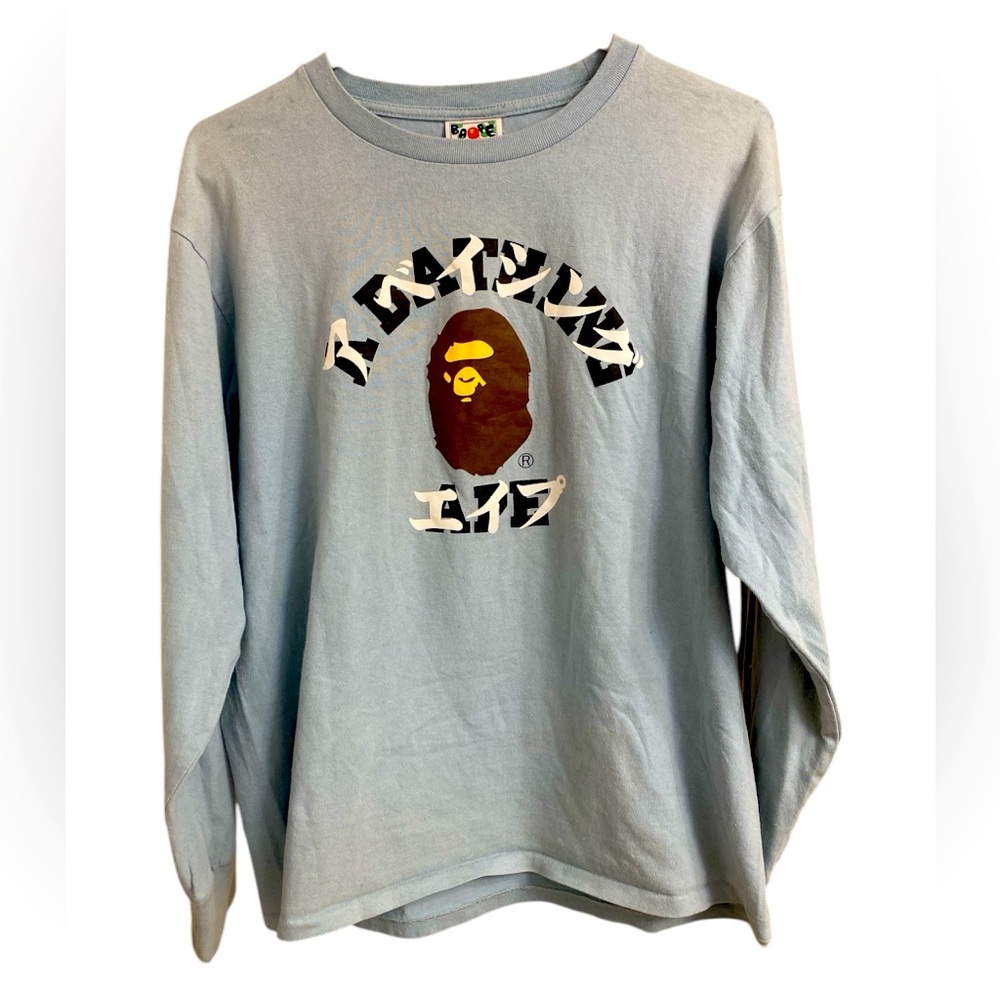 A Bathing Ape Blue Long Sleeve Shirt